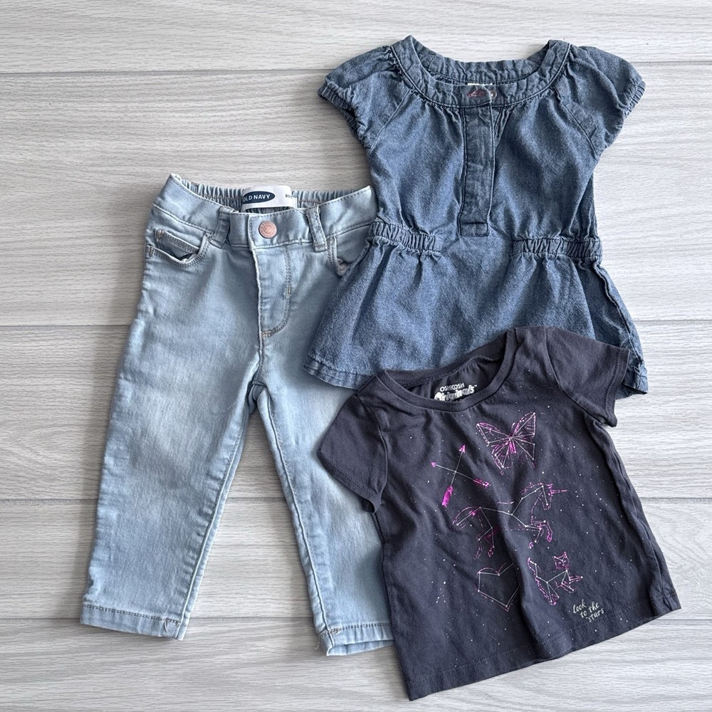 Baby Girl Clothes Bundle 6-12 Months Old Navy Carter's OshKosh Jeans Tops‎ Lot